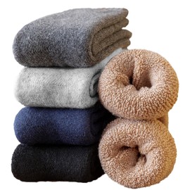 MOSOTECH 5 Pairs Warm Wool Socks for Men, Size 7-12, Thick Thermal Socks Cozy Boot Socks for Cold Winter