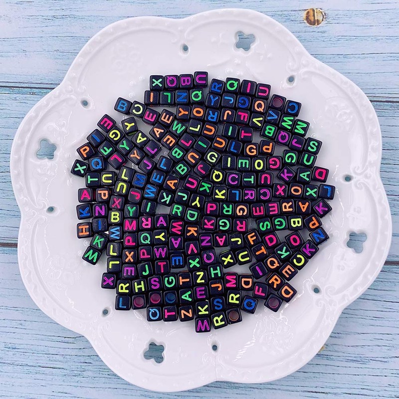 1000 Pcs Letter Beads Acrylic Cube Beads Alphabet Beads Number