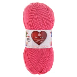 Kartopu Baby Love and Care Knitting Yarn 100 g Antibacterial Baby Wool Crochet Yarn Choice of Colours Colour: K244 Intense Pink