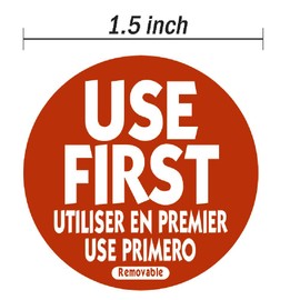 DREAM ART "USE First" Trilingual Removable Label 1.5 Inch Total 500 Labels Per Roll 3Roll