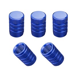 Yourkar 5 PCS Tire Valve Stem Caps, Aluminum Leak-Proof Tyre Valve Cap Replacements, Valve Stem Caps for Most Cars, Trucks, Motorcycles, Bicycles, Universal Car Accessories (Blue)