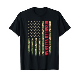 Disabled Veteran American Flag Camouflage Camo Patriotic Vet T-Shirt