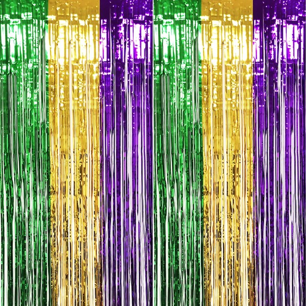 giftexpress, Paquete de 2 cortinas de flecos Mardi Gras de aluminio para Carnaval Fiesta fotos telón de fondo/Fiesta telón de fondo/decoración de Mardi Gras