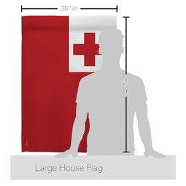 Breeze Decor HS108362-BO-02 Tonga World Nationality Decorative Vertical House Flag Set, 28"x 40" w/Flagpole, Multi-Color