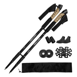 2 bastone De Trekking Plegable 135cm, Paquete 2 Bastones Telescópico Aluminio Resistente Ultraligero Senderismo Para Acampar Caminar Montar Deporte Caminar Ligero plegable Aire Libre Esquiar Con Bolsa