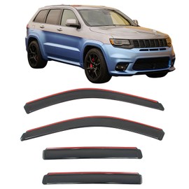 IKON MOTORSPORTS in Channel Window Visors Compatible with 2011-2021 Jeep Grand Cherokee& 2022 Grand Cherokee WK, Slim Style Acrylic Smoke Rain Guards, Side Window Wind Deflectors 4PCS
