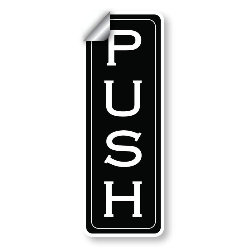 Door Sign Set, Push Pull Vinyl Stickers, 1.75 x 5
