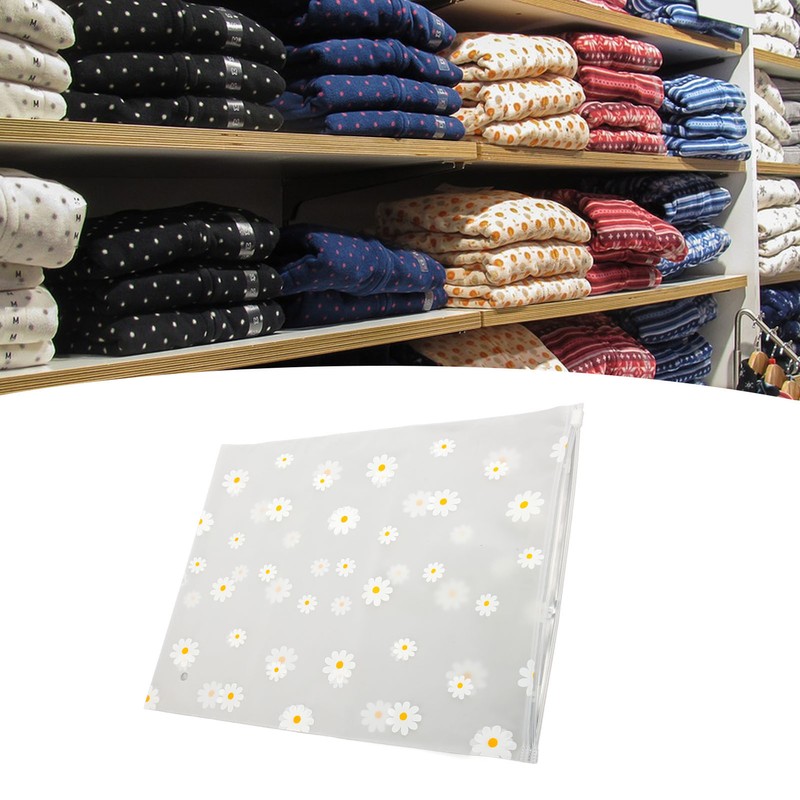 30PCS Frosted Slide Zip Plastic Bags Daisy Pattern Reusable Lightweight