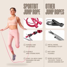 SPORTBIT Adjustable Jump Rope for Fitness - Jumping Rope for Women, Men. Skipping Rope for Workout, Boxing, Exercise. Speed Jump Rope for Adults