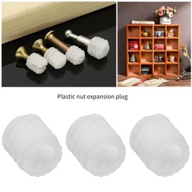 VGOL 100Pcs M4x10mm Hinge Expansion Dowels Plastic Expansion Dowels 3mm White Hinge Dowel Inserts Accessories for Cabinet Cupboard 8.8x10mm