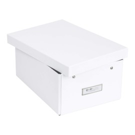 Bigso Karin Collapsible Storage Box | Photo Storage Box with Labelframe for Easy Identification | Simple Assembly Without Tools | Decorative Storage Boxes with Lids | 8.9″ x 12.4″ x 5.4″ | White