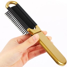 Mini Hair Brush for Women Men and Girls, Small Folding Travel Detangling Hairbrush with Purse Mirror Portable Pocket Size Hair Massage Comb Compact Foldable Hair Styling Tool for Thin,Short,Wet Hair