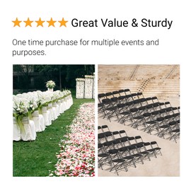 FCH Black Folding Chair，Foldable Metal Frame with Solid Plastic Seat, Portable for Event Party Outside Dining Game，10 Pack