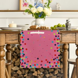 Artoid Mode Pink Dots Happy Birthday Table Runner, Seasonal Kitchen Table Decoration, Indoor, Holiday, Party Decor, 40 x 180 cm
