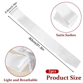 2 Pack White Sash Plain Beauty Pageant Sashes Blank Satin Sashes for Pageants, Plain White Sash, Blank Sashes to Decorate Sashes, DIY Sash for Party Decorations, Wedding, Bridal Shower Birthday Party