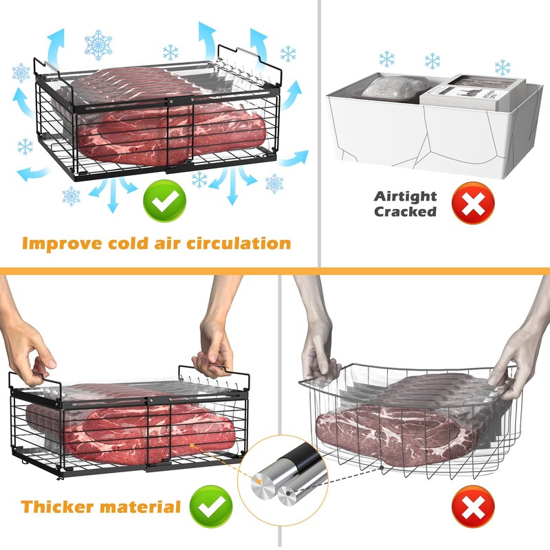 NADAMOO Freezer Organizer Bins, 2 Pack Large Expandable Stackable Chest