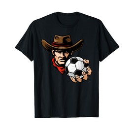 Cowboy Soccer Football Ball Cartoon Character T-Shirt