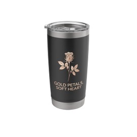 Minimalist Floral Gold Petals Soft Heart Rose Art Design Stainless Steel Insulated Tumbler