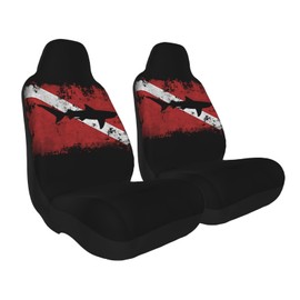 Zusolf Vintage Shark Scuba Dive Flag Car Seat Covers Breathable Vehicle Front Bucket Seat Protector Easy Install Universal Covers for Seats in The Car