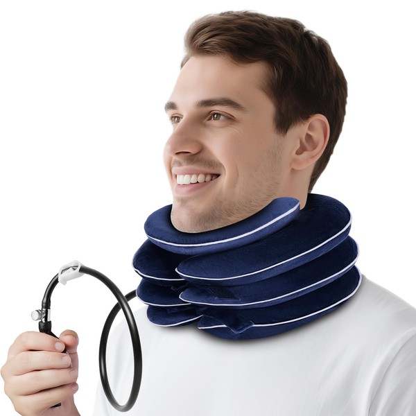 NowFlair Inflatable Neck Stretcher with Neck-Brace, Adjustable Cervical Traction Device