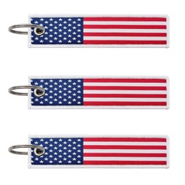 LLBFHH 3 Pcs USA American Country Flag Keychain,Woven label Key Chains for Car Keys,Fabric Key Chains Men and Women,Used for Various Decorations.