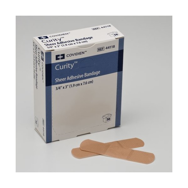 Covidien 44118 Plastic Bandage , Box, 50, Bandages, Sheer, 3" x 3/4"
