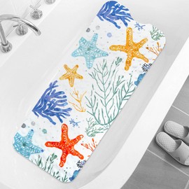 Non Slip Bath Mat for Bathtub, UOIXPUHUO Extra Long Kids Bath Mat Bath Tub Mat Non Slip with Suction Cups and Drain Holes, PVC Washable Anti Slip Shower Mat for Wet Floor Bathroom Kids Women (Blue)