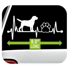 Lab Labrador Retriever Heartbeat Paw Lifeline Decal Sticker for Car Window 8 Inch BG 135
