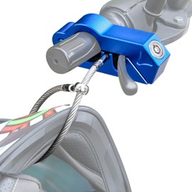 Windance Heavy Duty Solid Handlebar Lock + Helmet Lock Combo for Motorcycle Bike ATV Scooter Dirt Bike, Anti Theft Brake Lock (Blue)