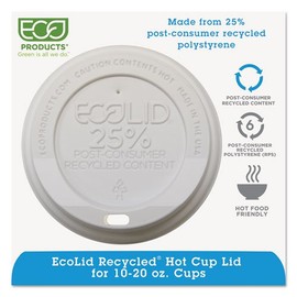 Eco-Products Eco-Lid 25% Recycled Content Hot Cup Lid, Fits 10-20 oz Cups - Includes 1000 per case.
