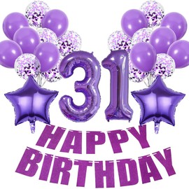 Conruich Decoration 31st Birthday Woman, Birthday Decoration 31 Years Women, Balloons 31st Birthday Decoration Women, Purple Birthday 31 Years Woman, Happy Birthday Decoration 31st Birthday Women
