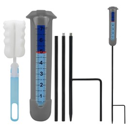 Upgraded Rain Gauge Outdoor, Freeze Proof Rain Gauge with Silicone Cover & Levelling, Large Clear Numbers and Adjustable Height Decorative Rain Measure Gauge with Float Marker for Garden, Lawn, Yard