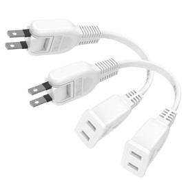 FUMITAKE Extension Cord, Short, 0.3 ft (0.1 m), 2 Pieces, 3 Pieces, 5 Pieces, Outdoor, Small Cord Tap, Travel, Outdoor Power Supply, Portable, 3.9 inches (10 cm), 125 V, 15A, Swing Plug, Soft Type,