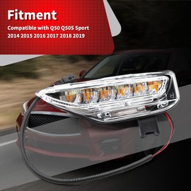 Nakkaa Front Turn Signal Fog Lights Lamp Right Compatible with Q50 Q50s Sport 2014-2020 261354GA1A RH Side