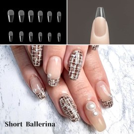 Sun&Beam Nails Nail Tip, Medium, Long, Coffin Ballerina, Clear, Ultra Thin, For DIY Use, Natural Fit, False Nails, 15 Sizes, 240 Pieces, Storage Case Included (Medium Length Coffin Matte)