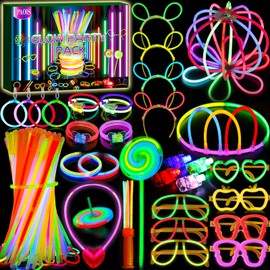 LPAOIS Pack of 277 Glow Sticks Party Set Glow Sticks Glow Sticks Glow Sticks Neon Party Light Bracelets Glow Sticks Wedding Light Toy for Party Decoration, Glow Sticks Children, New Gyro, Lollipop