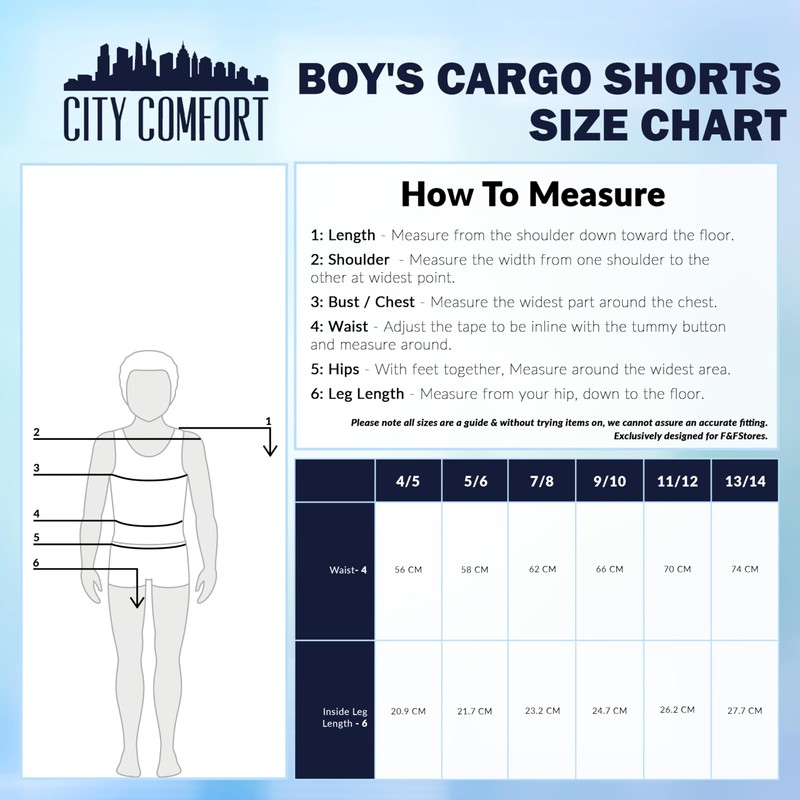 CityComfort Boys' Cargo Shorts with Pockets and Elastic Waistband, darkblue
