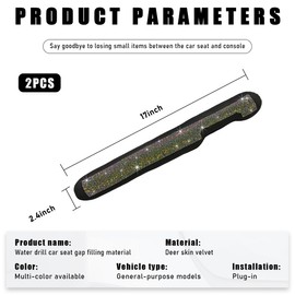 Gasedin 2 PCS Bling Car Seat Gap Filler, Soft Foam Seat Side Gap Filler with Sparkling Crystal Rhinestone, Gap Stopper Filler for Cars, Trucks, SUVs, Universal Car Accessories (Colorful)