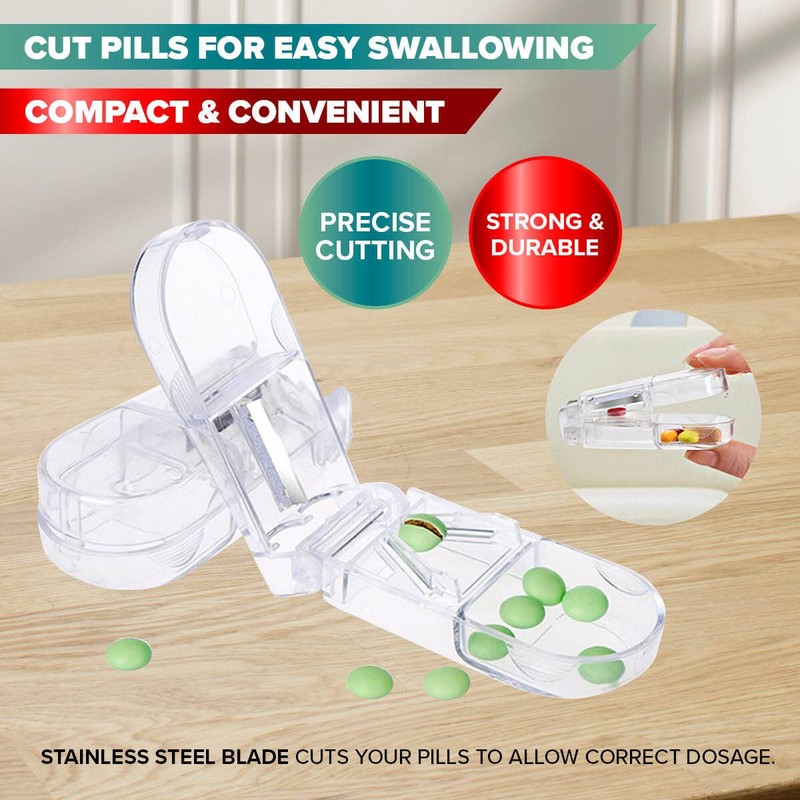 1st Care Pill Cutter with Storage, Cut Pills for Easy