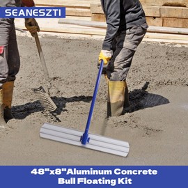 Bull Float Magnesium Concrete Float, 48 x 8 Inch, Bull Float Magnesium Concrete Float with 70inch Float Handle Bracket Concrete Tools Finishing, Bull Float Concrete Tools, Blue