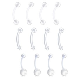 QWALIT Clear Belly Button Rings Plastic Belly Button Rings Plastic Belly Rings for Sports Surgery