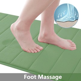 Buganda Memory Foam Bath Mat, 60" x 24", Ultra Soft and Non-Slip Bathroom Rugs, Water Absorbent and Machine Washable Bath Rug Runner for Bathroom, Shower, and Tub, Olive Green