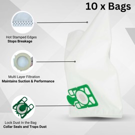 Hygieia 10 x Synthetic Cloth Vacuum Bags for Numatic Charles, Henry, George, James and More