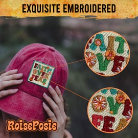 ROISEPOSIE Faith Over Fear Patch, God 3 Inches Iron On/Sew On Embroidered Applique Fabric Flower Bible Christ Patches for Clothes Backpacks Hat Jeans, Prayer Worship Embroidery Patches for Christians