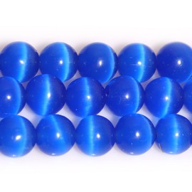 JOE FOREMAN Cuentas redondas de ojo de gato azul océano de 10 mm para hacer joyas, cuentas de 15 pulgadas, piedras semipreciosas hechas a mano
