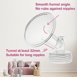 Nenesupply 30mm 2 pc Flanges Compatible with Spectra S2 S1 9 Plus Synergy Gold Breastpump Replacement to Spectra Pump Parts Flange Accessories Wide Mouth Work with Valve Backflow Protector Bottle