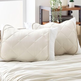 Bon Furniture Pillow Pad, Cooling Feel, Set of 2, Same Color, 19.7 x 17.7 inches (50 x 45 cm), Cool to Touch, Q-MAX 0.45, Antibacterial, Odor Resistant, Washable, Cooling Pad, Elastic Band Included,