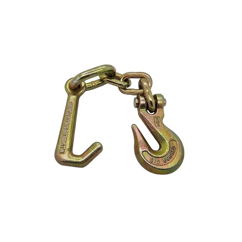 J Hook w/4 Chain Links & 3/8" G70 Hook Cluster