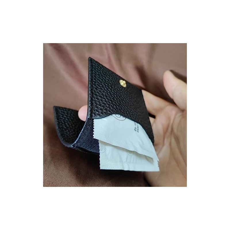 Funda de condón para hombre de piel sintética, negro, 7*7*0.5cm,