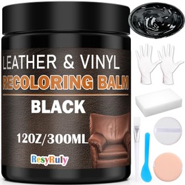 Leather Recoloring Balm Black Leather Dye Vinyl Paint Car Interior Seat Furniture Conditioner Couch Recliner Boots Jacket Shoes Handbag Purse Belt Color Restorer Fade Wear Scratch Remover Repair Kit